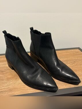 Marc Fisher Black Leather Pointed Chelsea Boots